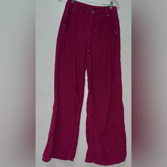 We The FreeThe HarlowRasberry Mid-Rise Wide Leg Corduroy Pants